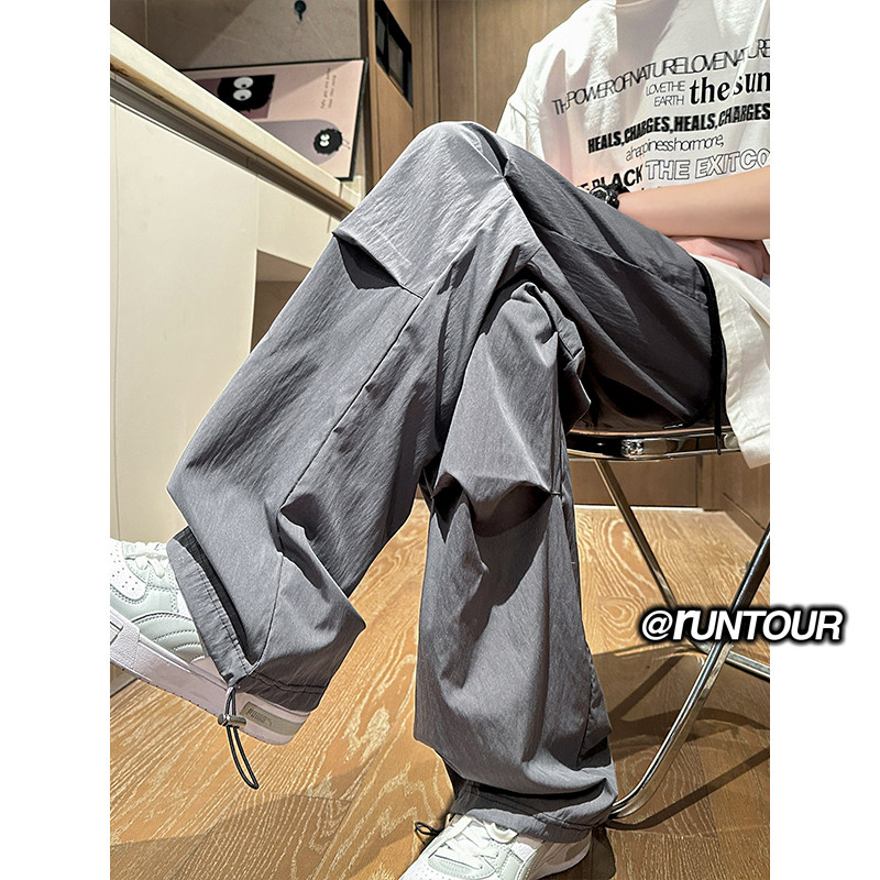 美式褶皱冰丝伞兵裤男夏季薄款运动休闲裤A166-YK147-特P25控48图片