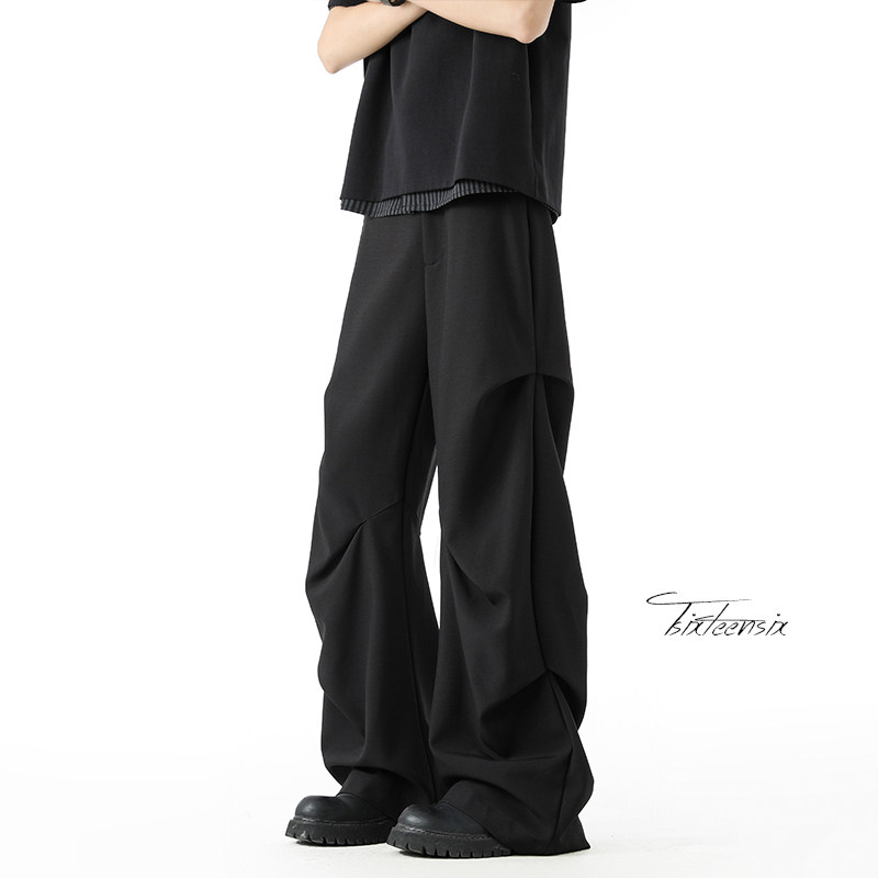 美式褶皱伞兵西裤男2026春季休闲阔腿长裤A166-KA5907-特P45控69图片