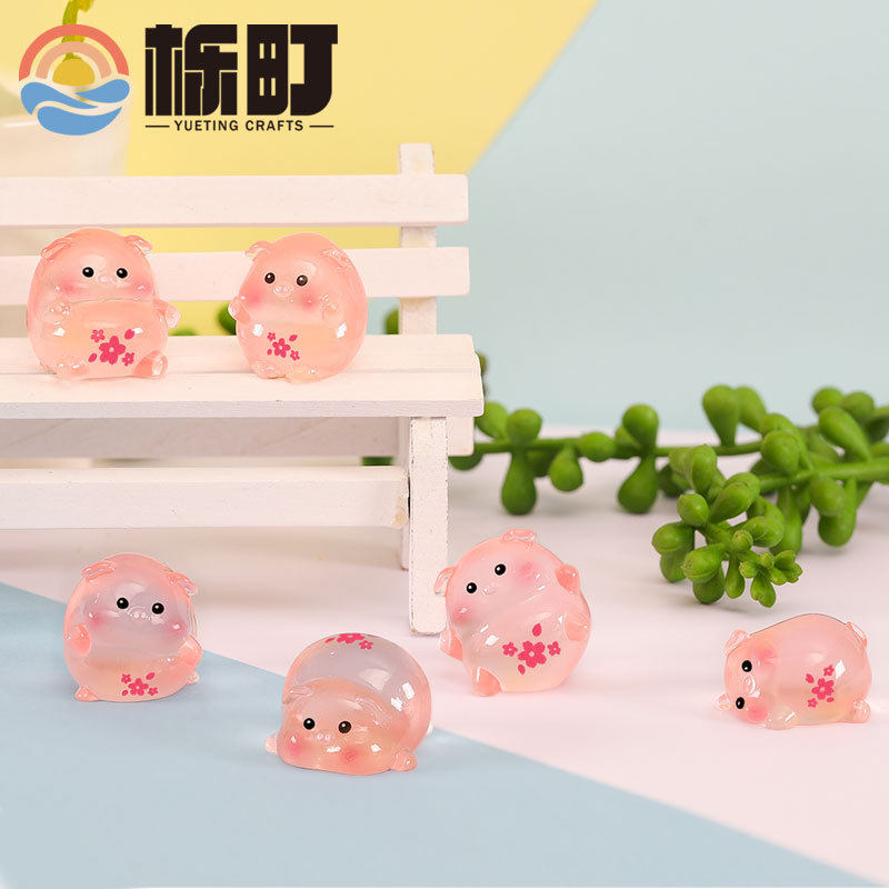 微景观摆件新款创意卡通夜光樱花粉小猪DIY装饰配件车载小摆件,家居饰品,桌面摆件,淘宝优惠券,粉丝福利购,淘宝优惠卷