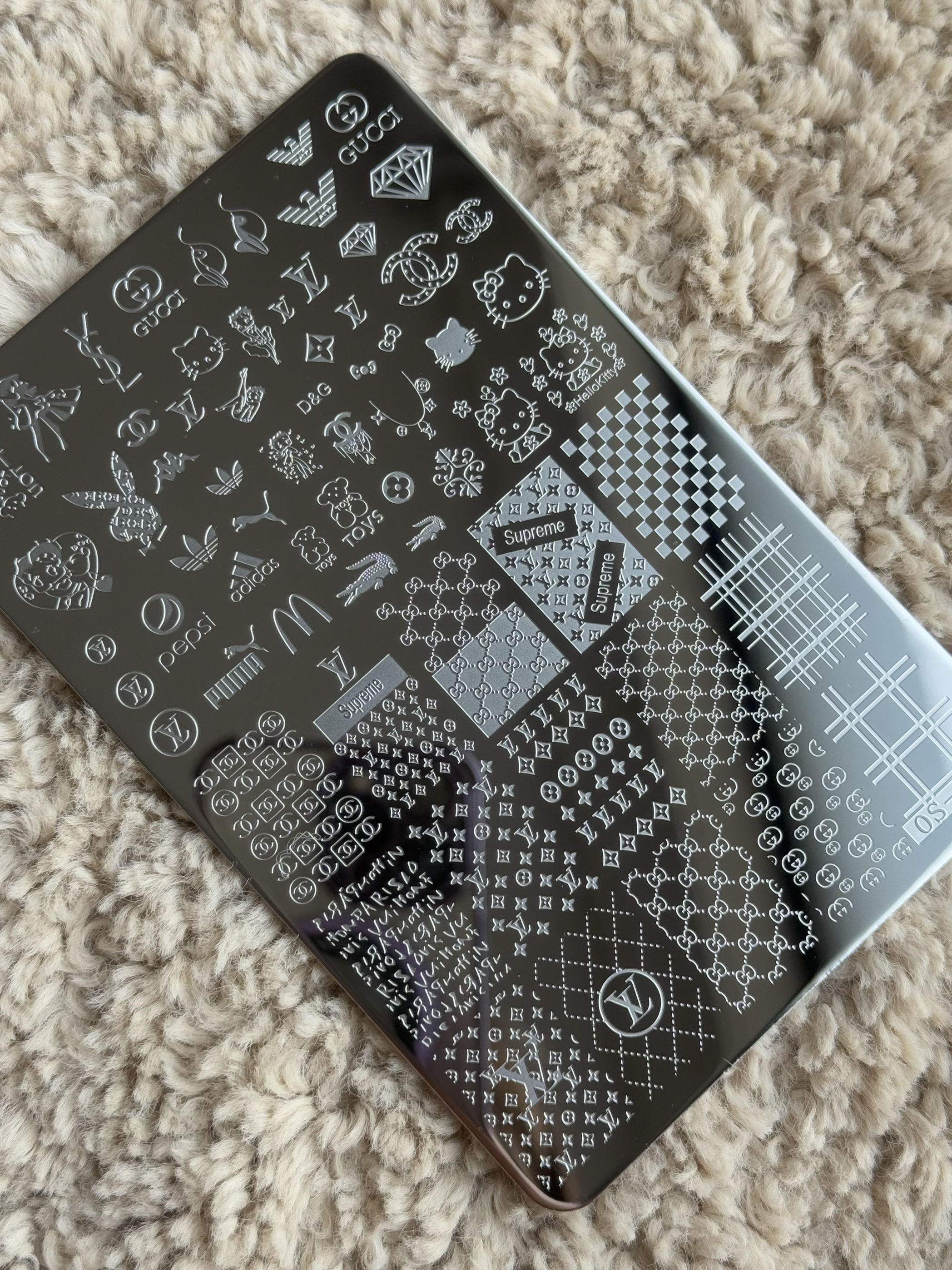 大.牌.美甲印花钢板hello kitty.大.牌logo.经.典老.花指甲转印板