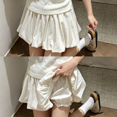 花苞短裙女冰丝学生半身裙