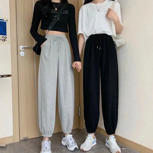高腰运动皇萧婷长裤束脚大码休闲