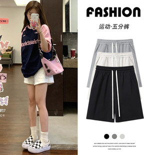 女夏季 休闲外穿宽松直筒阔腿五分裤 薄款 纯棉中裤 2026新款 运动短裤