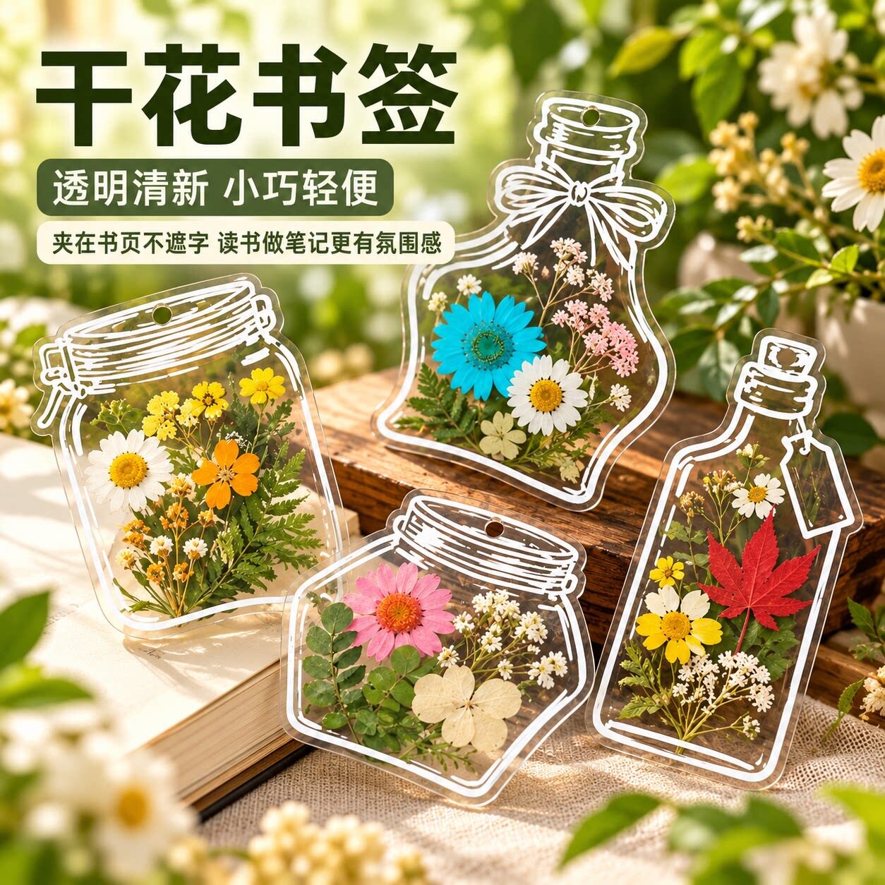 干燥花书签植物标本塑封膜秋天收集枫叶手工diy材料透明树叶黏贴