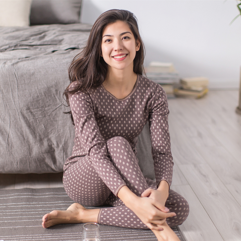 顶瓜瓜彩棉内衣女士秋冬全棉中厚秋衣秋裤套装100%棉毛衫保暖内衣