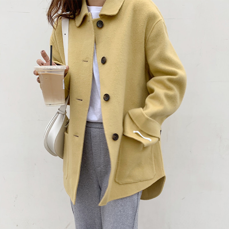 韩国东大门翻领可爱单排宽松双面羊绒呢子大衣小个子毛呢外套冬在类目 女装/女士精品, 毛呢外套中 - 来自Buy2taobao.com提供专业的淘宝代购服务