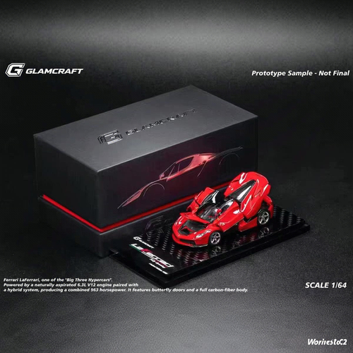 【现货】GLAMCRAFT 1:64 法拉利拉法 标红合金全开汽车模型