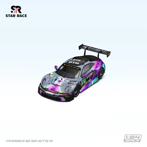 （现货）SR 1:64 STAR RACE 保时捷911 GT3 彩色9号合金赛车模型