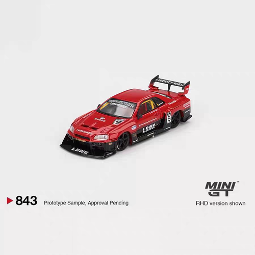 MINIGT1:64  #843  尼桑 GTR ER34 LB宽体 黑红剪影