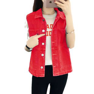 牛仔外套女春秋宽松大码马甲背心坎肩春季修身春装新款女士短上衣