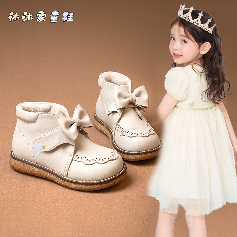 女童鞋儿童短靴子2025新款秋冬真皮单靴宝宝中大童马丁靴加绒皮靴