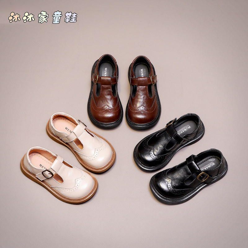 女童鞋子儿童皮鞋2026春季新款女孩英伦风中小童黑色时尚单鞋软底