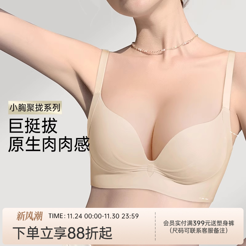 润微小胸聚拢显大内衣女