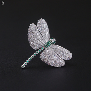高级感轻奢精美微镶胸针女时尚珠宝风蜻蜓胸花西装大衣配饰别针扣