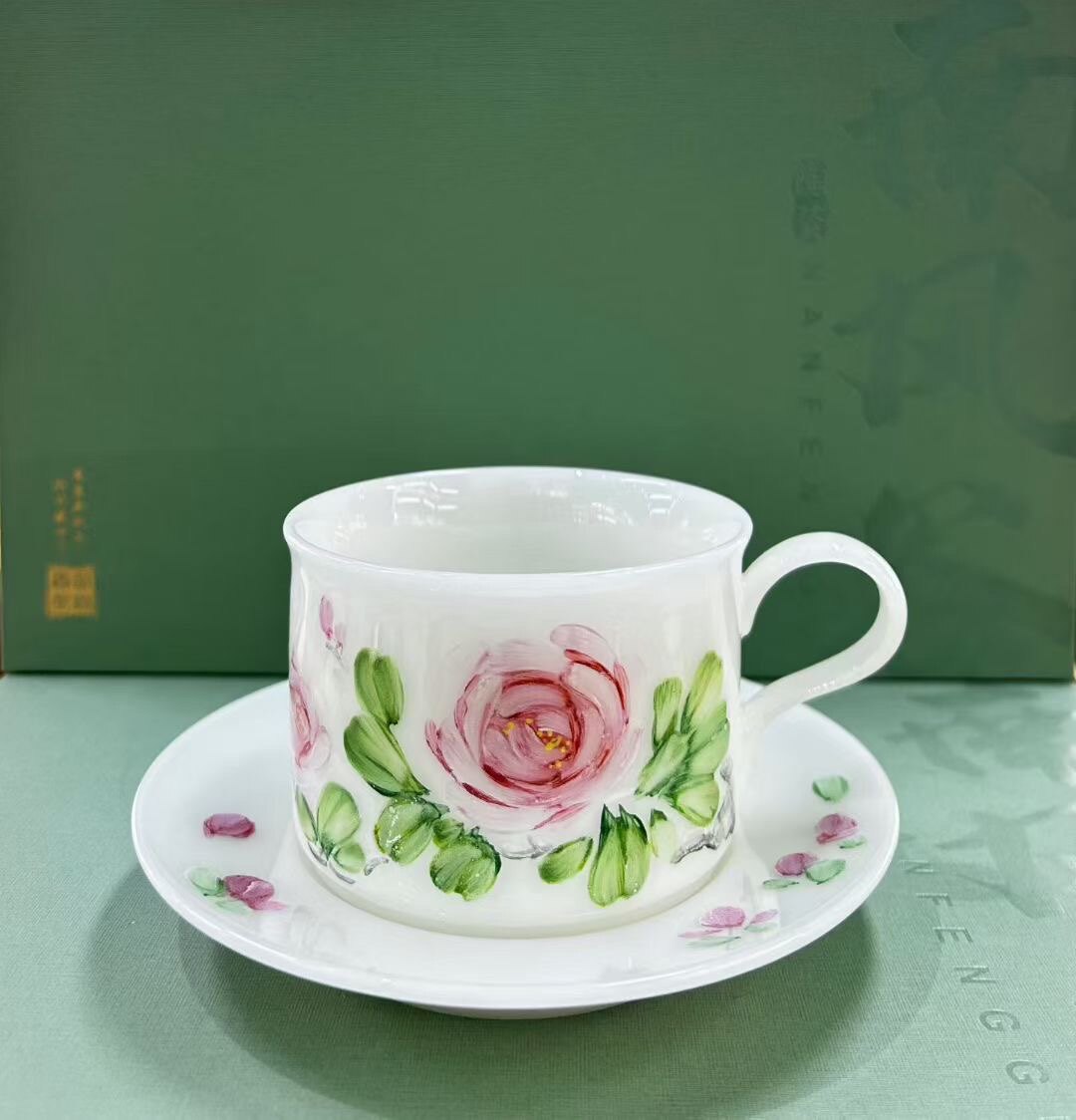 中国白瓷咖啡杯德化璞玉咖啡杯碟套装危老师手绘茶杯伴手礼茶杯子