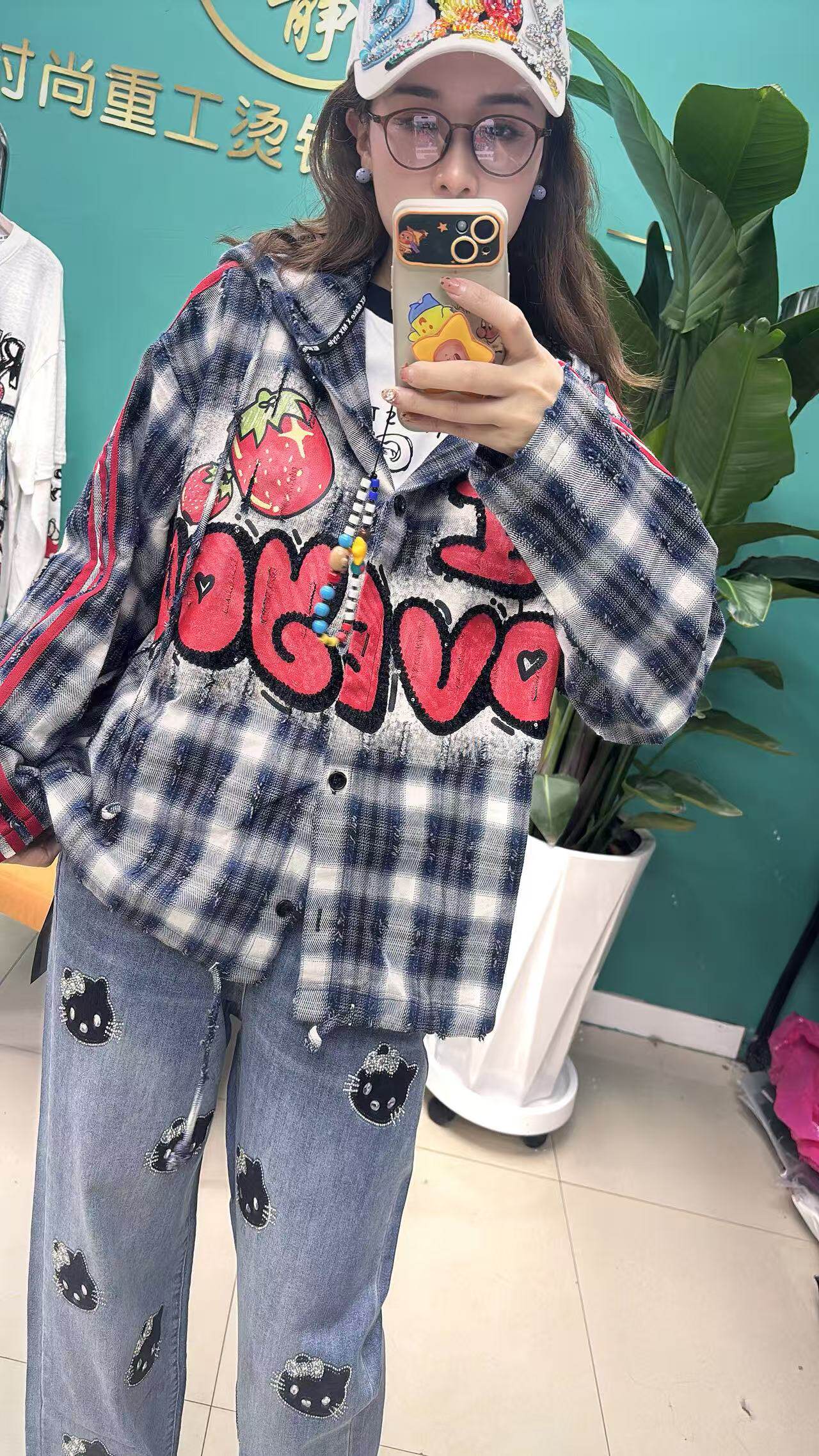 阿静家时尚重工烫钻外套大码女装大图KT显瘦减龄百搭款连帽潮酷女