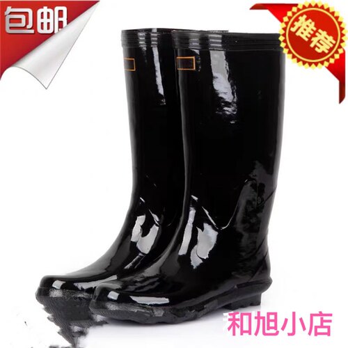 天然橡胶水鞋男士高筒靴防水工地雨鞋3532