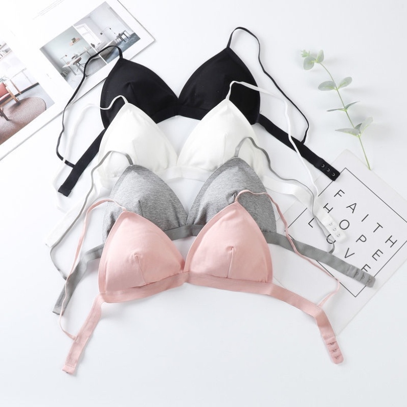 纯棉三角杯美背内衣女带胸垫打底细吊带透气百搭抹胸背心式文胸薄