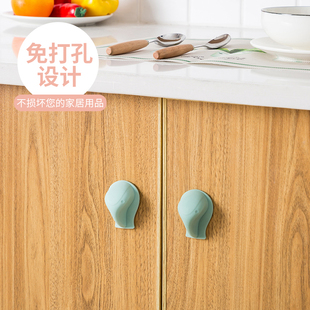 北欧象鼻硅胶无痕免打孔衣柜推拉门把手粘贴式玻璃门窗冰箱拉手器