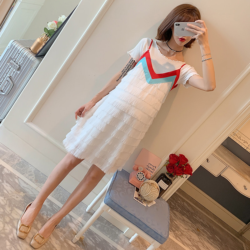 孕妇连衣裙夏装小个子仙女超仙雪纺两件时尚套装潮妈夏天孕妇裙子
