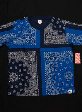 BEDWIN x Vans腰果花方巾布拼色圆领夏季宽松短袖T恤VN0A4VLNZE5