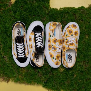 透气低帮休闲鞋 Vans 女鞋 板鞋 Authentic向日葵印花帆布鞋 春夏