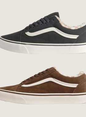 Vans Old Skool简约纯色麂皮加绒保暖秋冬通勤男鞋休闲鞋复古板鞋
