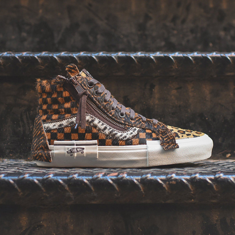 Vans Vault Cap范斯棋盘格解构板鞋马毛拼接男女鞋高帮豹纹休闲鞋