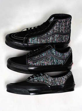 Vans Vault黑雪花印花麂皮帆布鞋男女学生休闲鞋低帮高帮板鞋春夏