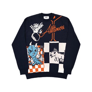 Alltimers x Vans秋冬季宽松潮流卡通图案联名圆领套头毛衣