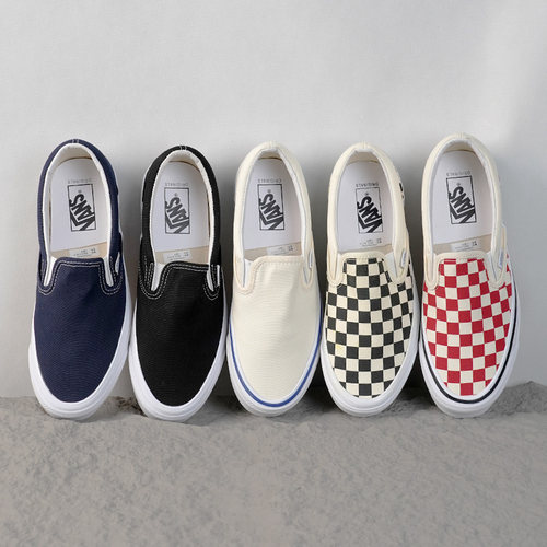 帆布鞋Vans经典黑白棋盘格一脚蹬