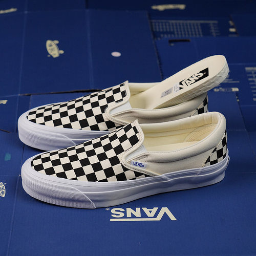 vans一脚蹬低帮黑白棋盘格帆布鞋
