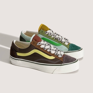 Skool Old 36拼色麂皮帆布休闲鞋 男鞋 Vans 低帮复古板鞋 Premium