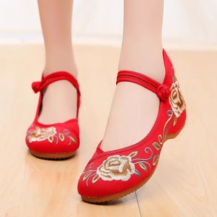 腰鼓舞鞋子广场舞演出鞋老北京布鞋民族舞蹈鞋国风广场舞鞋绣花鞋