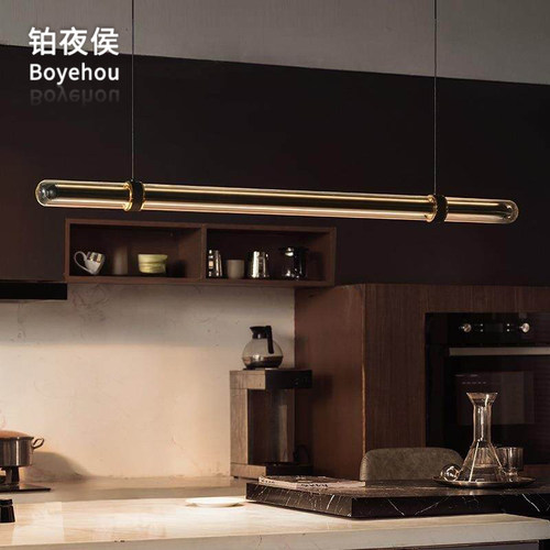 铂夜侯时光隧道餐厅吊灯意式轻奢现代茶室岛台吧台高端一字长条灯