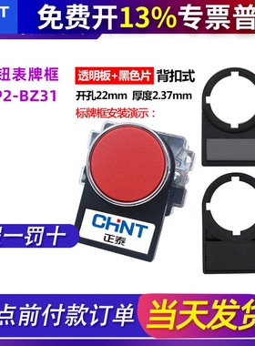 正泰背扣式标示签LA38按钮开关标牌框22mm Y090空白NP2标识牌BZ31