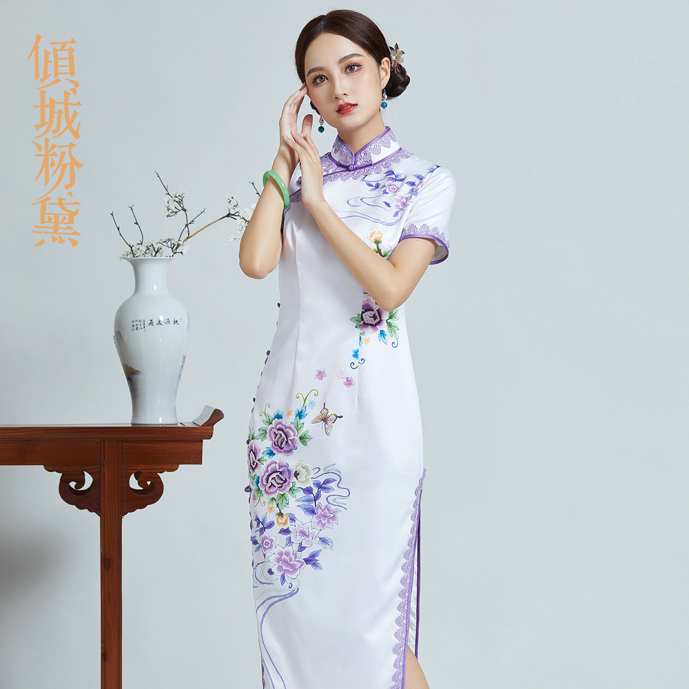 杭州品牌旗舰店真丝旗袍2021年新款年轻款夏季新款