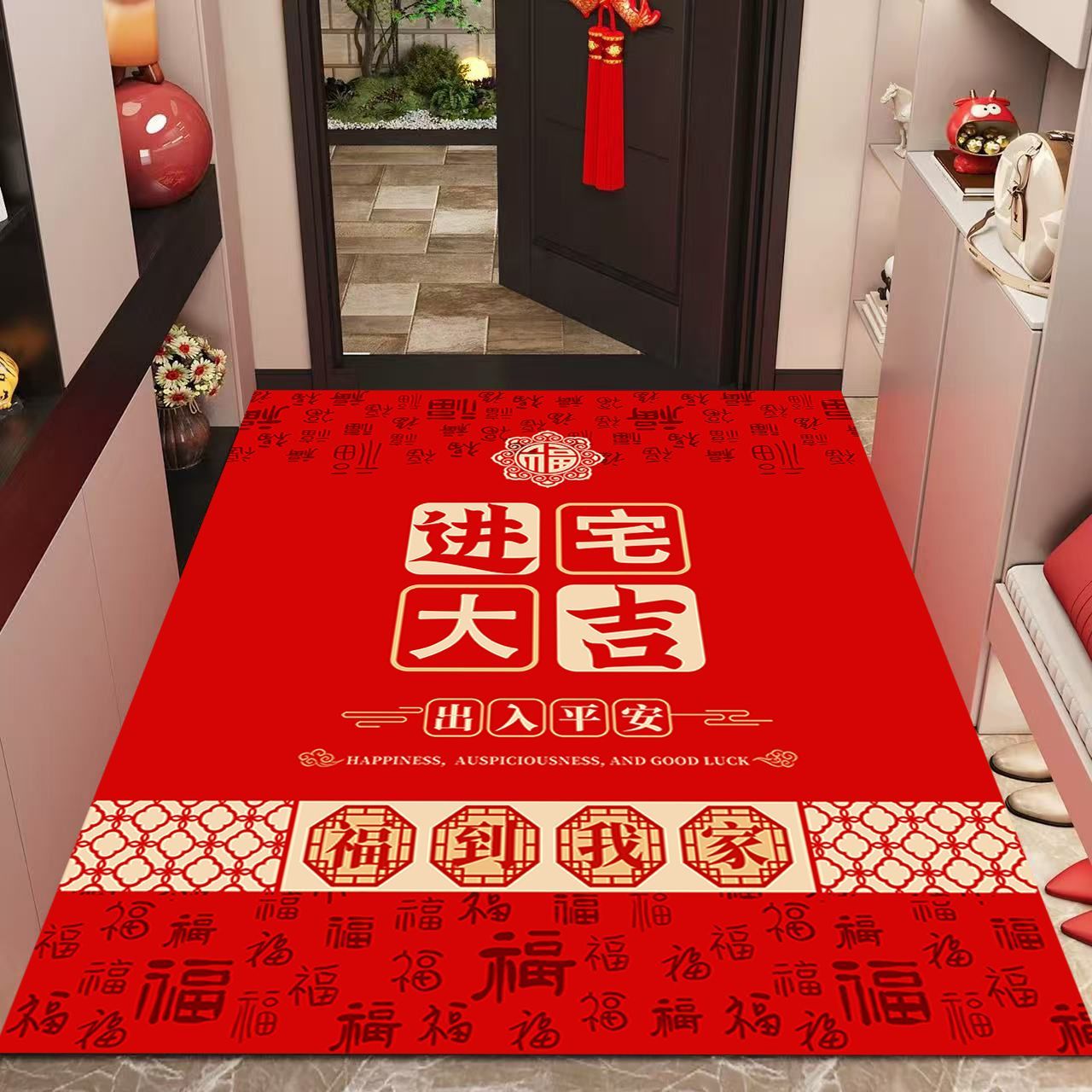 入户门口垫2026新款红色乔迁地毯图片