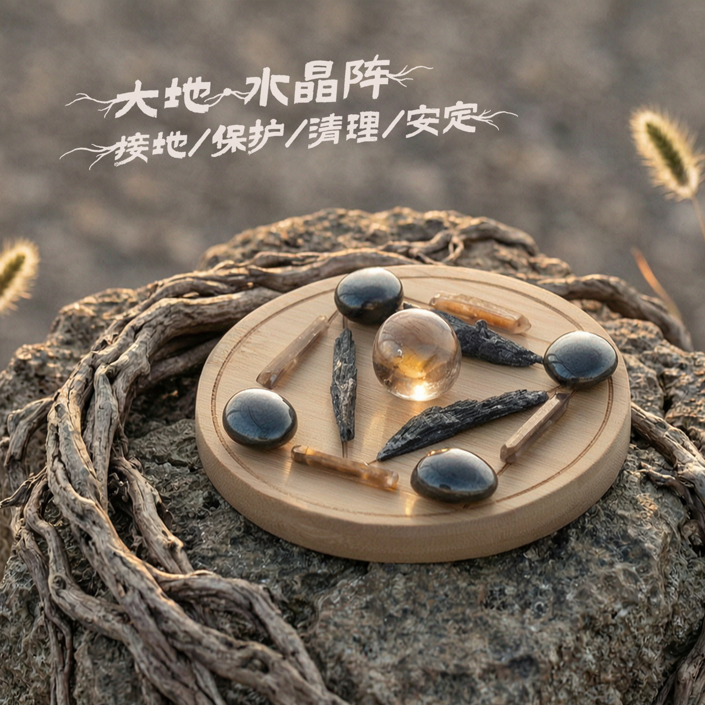 大地水晶阵，落实安定，守护摆件