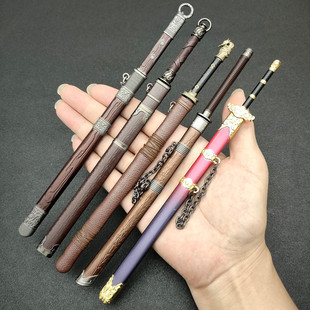 岐王紫霄剑李星云唐横刀环首刀岐王长枪模型摆件不良人面具画金属