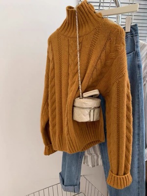 法式高级感麻花羊毛针织衫女秋季新款通勤百搭打底衫小个子毛衣