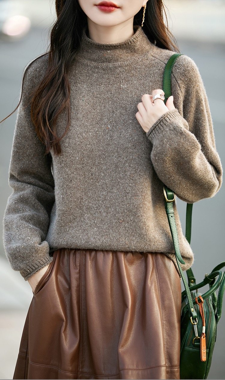 新款半高领点子纱100%羊毛长袖百搭显瘦气质洋气上衣毛衣女,女装/女士精品,毛针织衫,淘宝优惠券,粉丝福利购,淘宝优惠卷