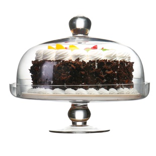 手工玻璃高脚蛋糕罩甜品台摆件食品展示盘10寸蛋糕托盘玻璃罩子