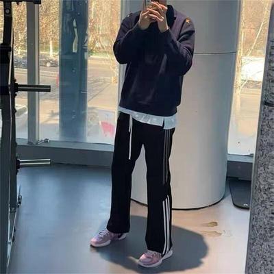 传奇商行legend休闲裤男春秋新款三条杠条纹拼接卫裤篮球运动裤子