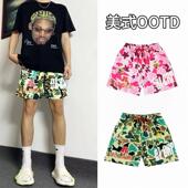 网眼透气速干训练三四分裤 夏季 潮牌复古篮球裤 男美式 豹纹运动短裤