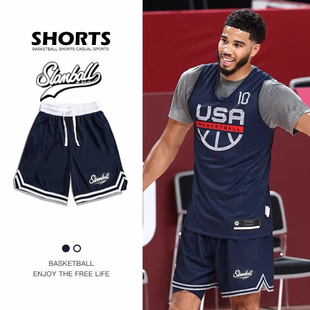男女潮牌美式 夏季 运动篮球短裤 透气五分裤 子 宽松健身体育训练裤