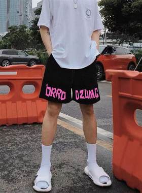 夏季新款黑白灰色图标短裤男学生