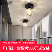 轻奢水晶过道灯吸顶灯玄关阳台卫生间走廊走道简约灯具单头分子灯