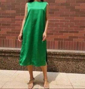 pu****cacion ga**ia 流畅线条 高JI品味 简洁时髦 绿色连衣裙