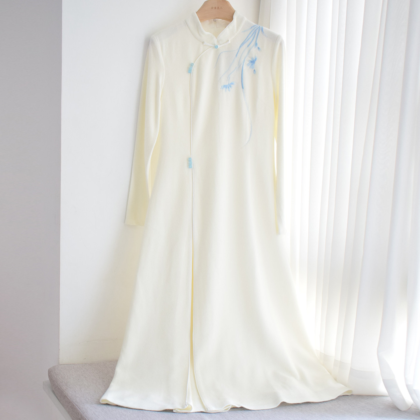 会吾良人春秋冬款新中式改良旗袍立领绣花禅意茶服长袖收腰连衣裙